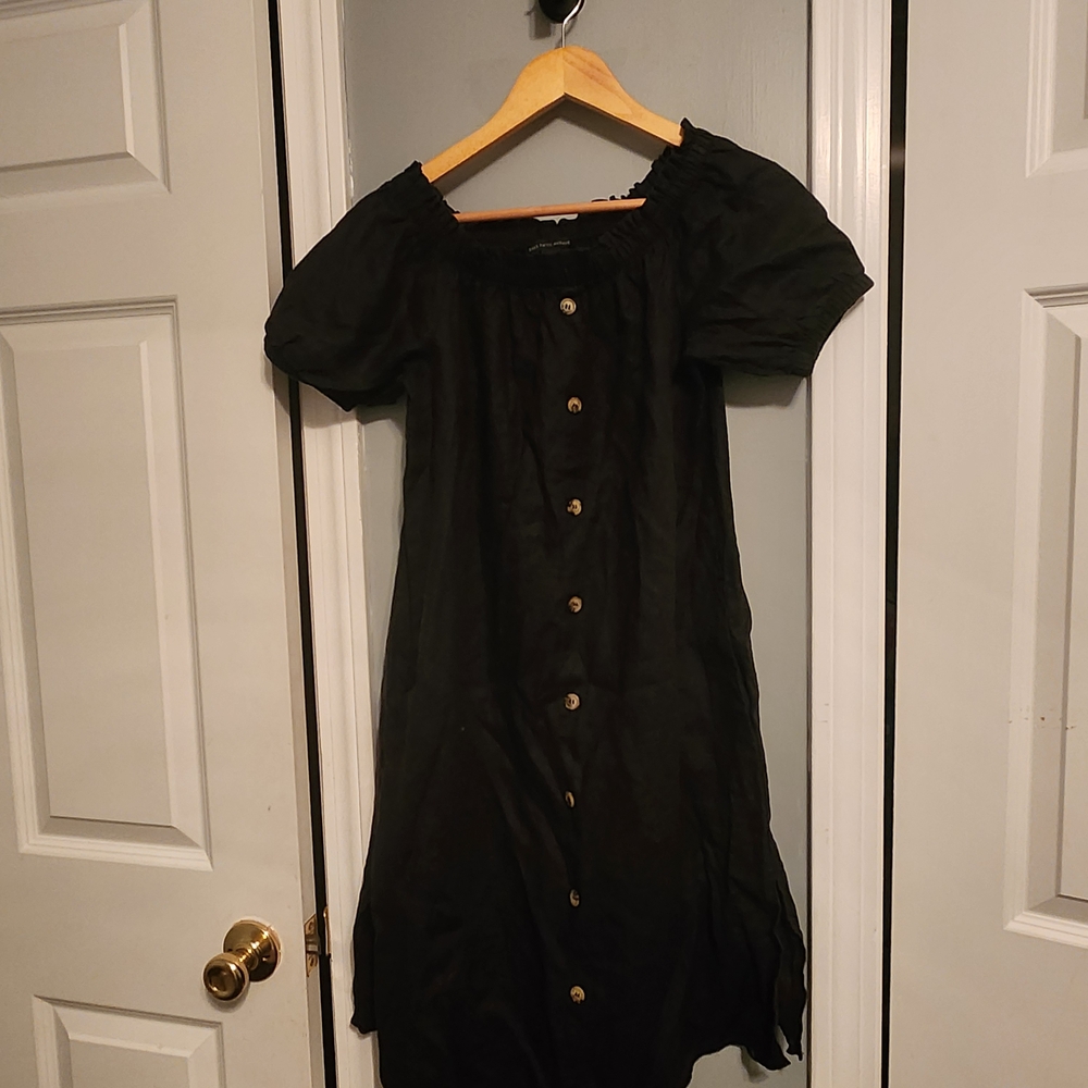 Saks Fifth Avenue Black Button-Front Mini Dress